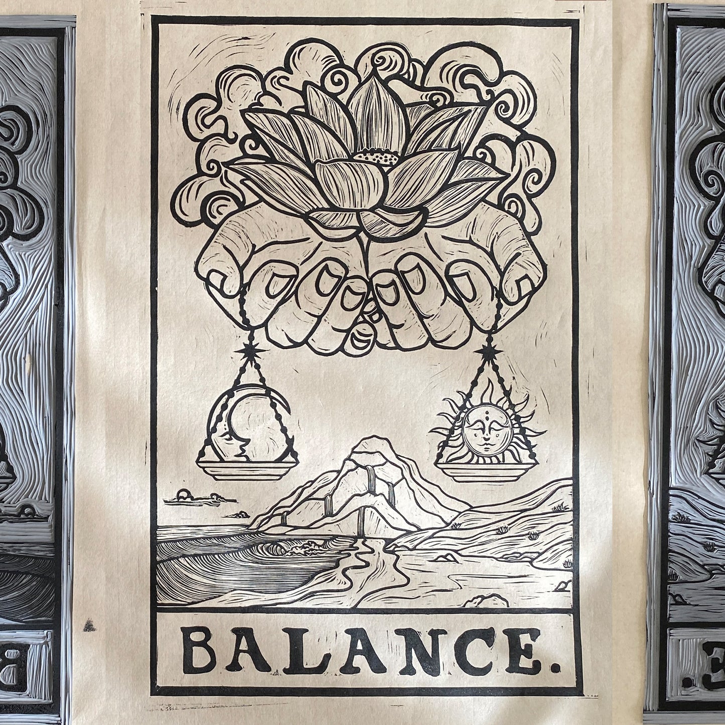 Balance Is What You Deserve - Linocut Print