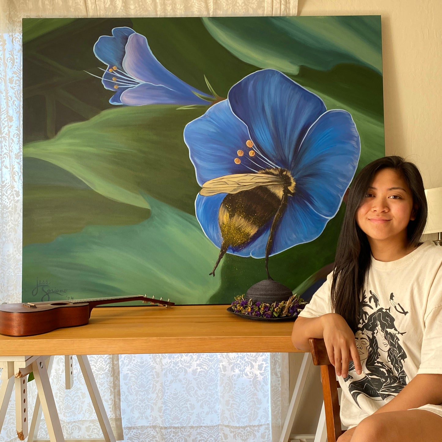 Bumblebee & Bluebells Original Painting