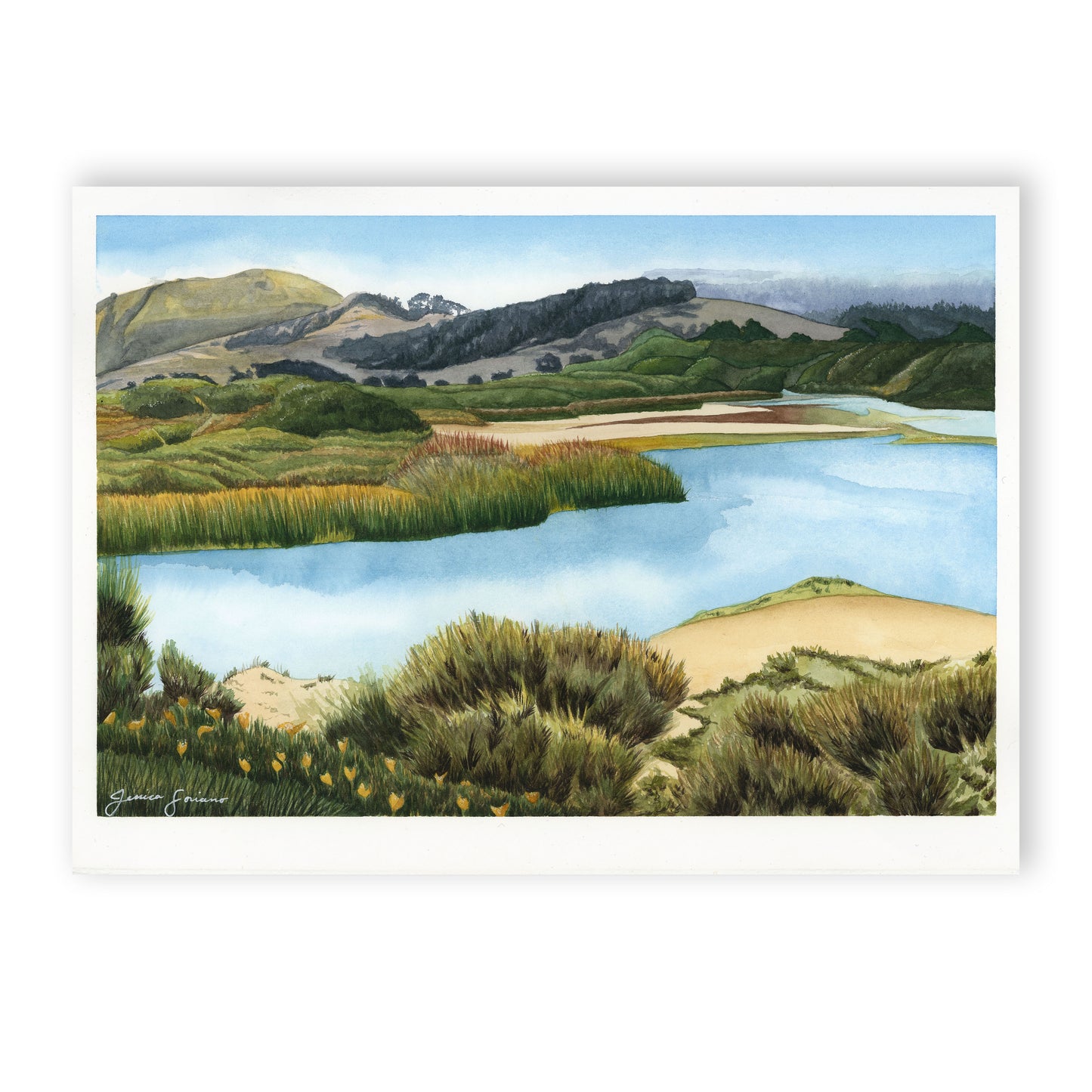 Carmel River State Beach Watercolor Glicée Print