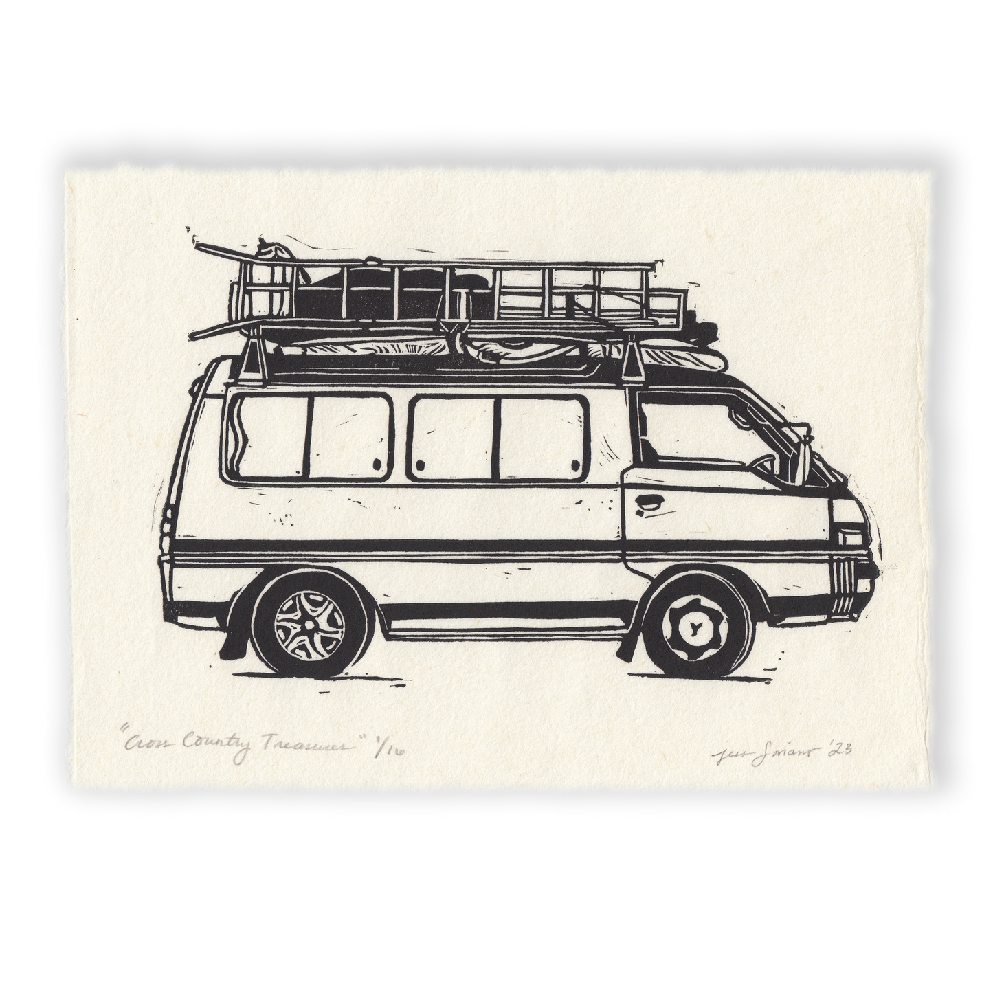 Cross Country Treasures Linocut Print