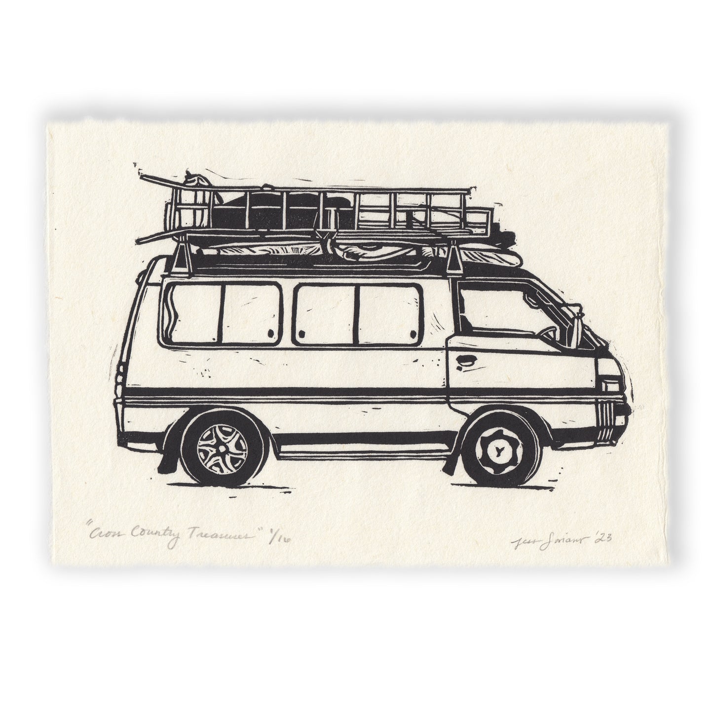 Cross Country Treasures Linocut Print