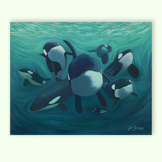 Orca Dreams Giclée Print Mounted on Canvas