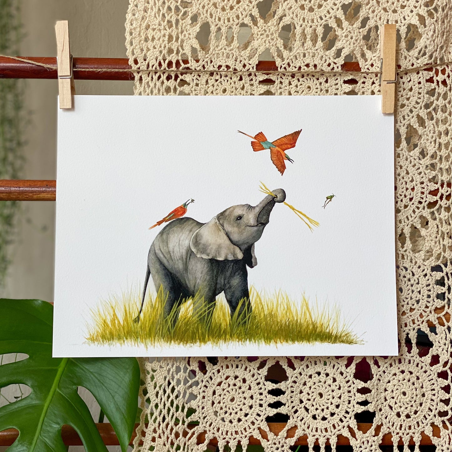 Opportunistic Behaviors: Elephants & Birds Giclée Print