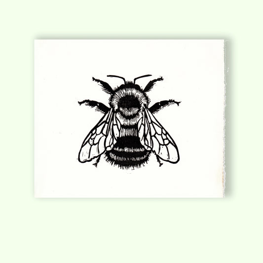 Bumble Bee Linocut Relief Print