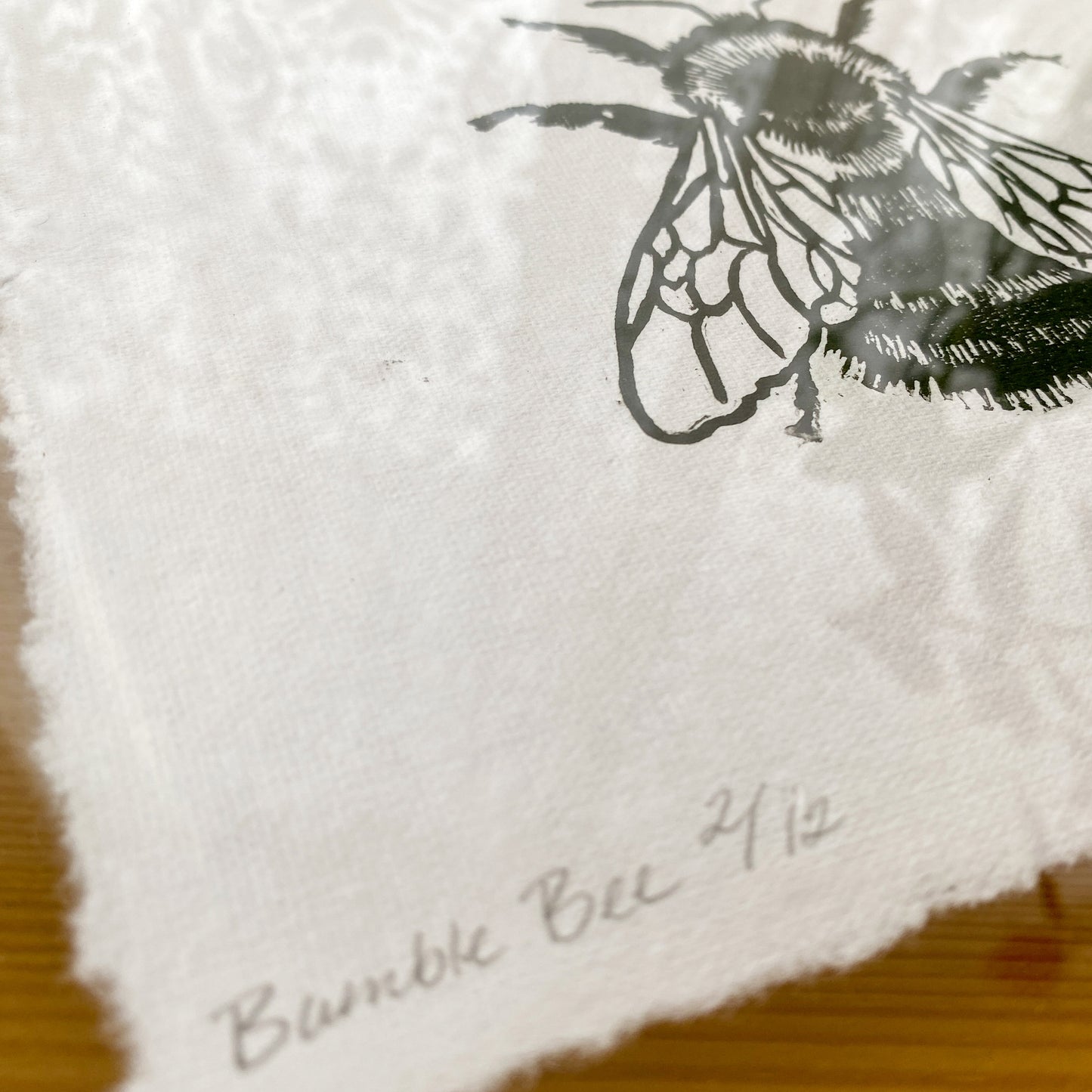 Framed Bumble Bee Linocut Relief Print