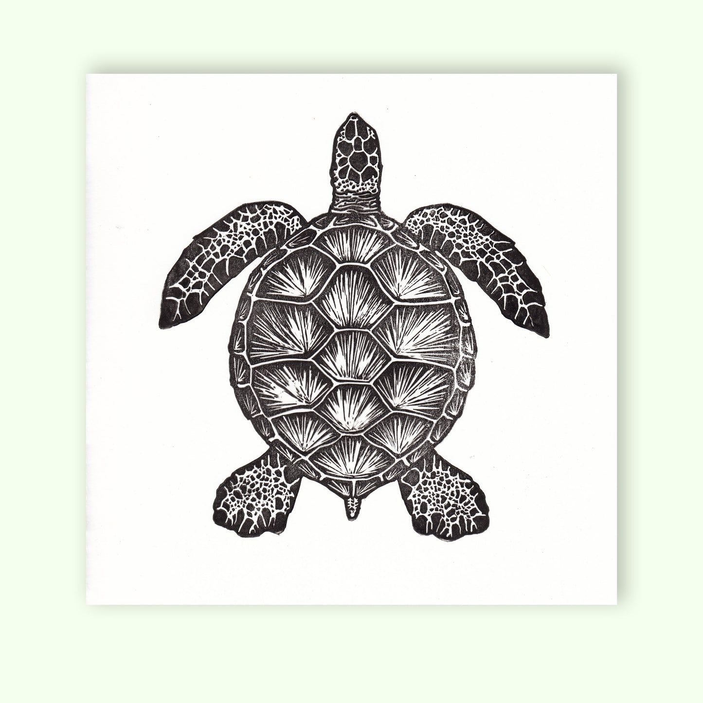 Sea Turtle Linocut Relief Print
