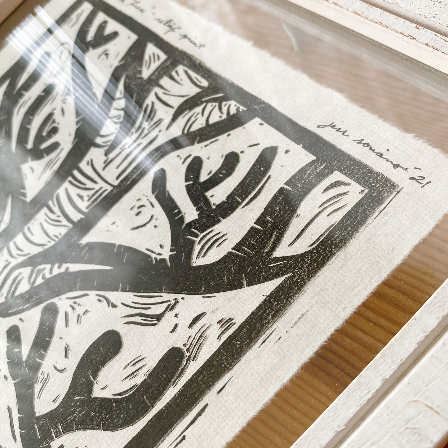Framed Mangrove Tree Linocut Print