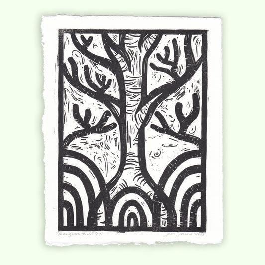 Mangrove Tree Linocut Relief Print