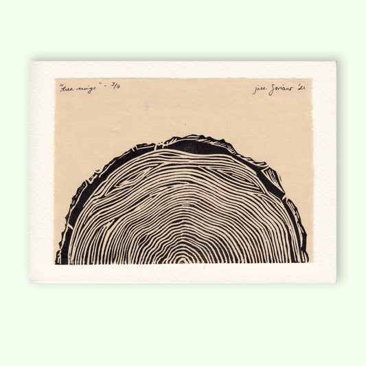 Tree Rings Linocut Relief Print