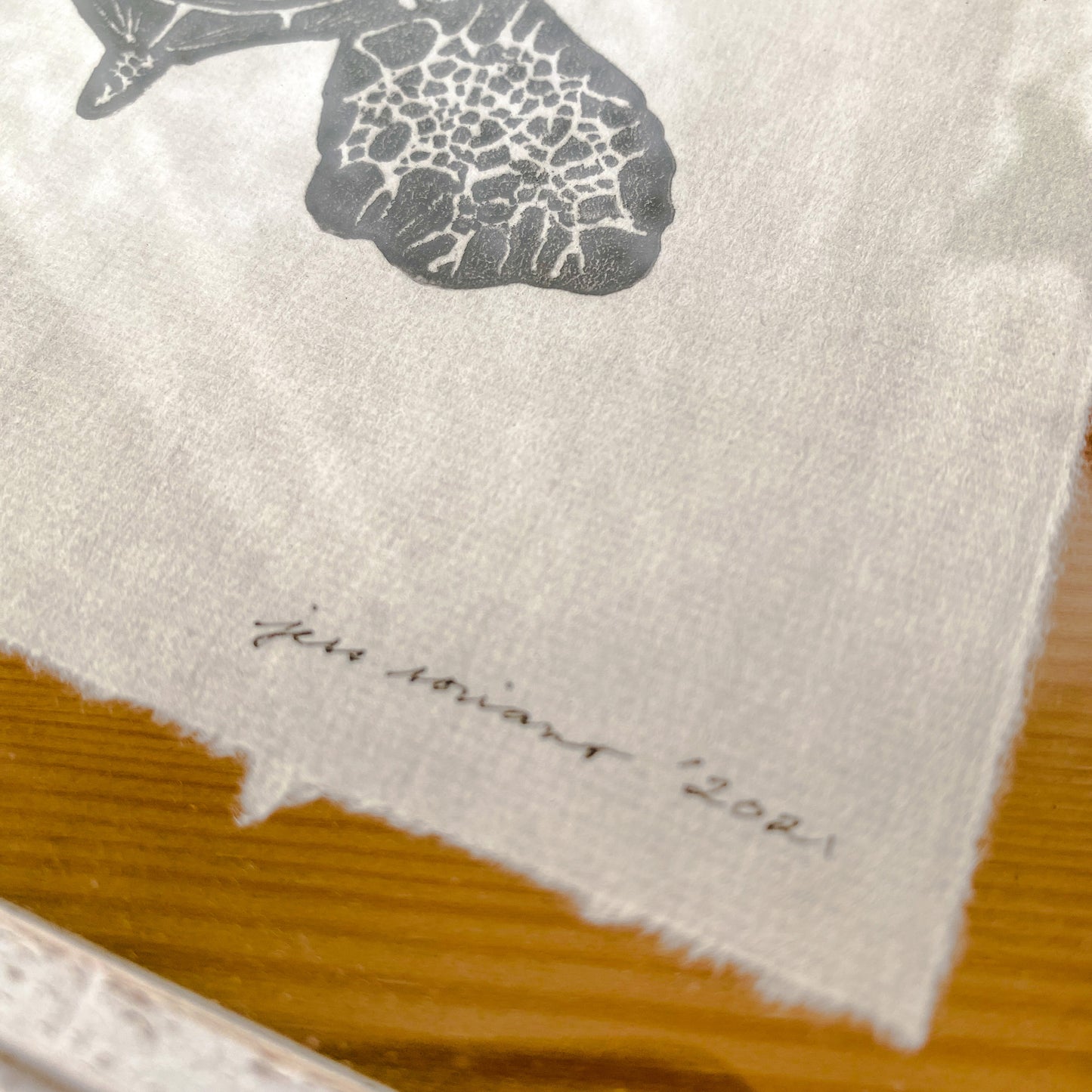 Framed Sea Turtle Linocut Print