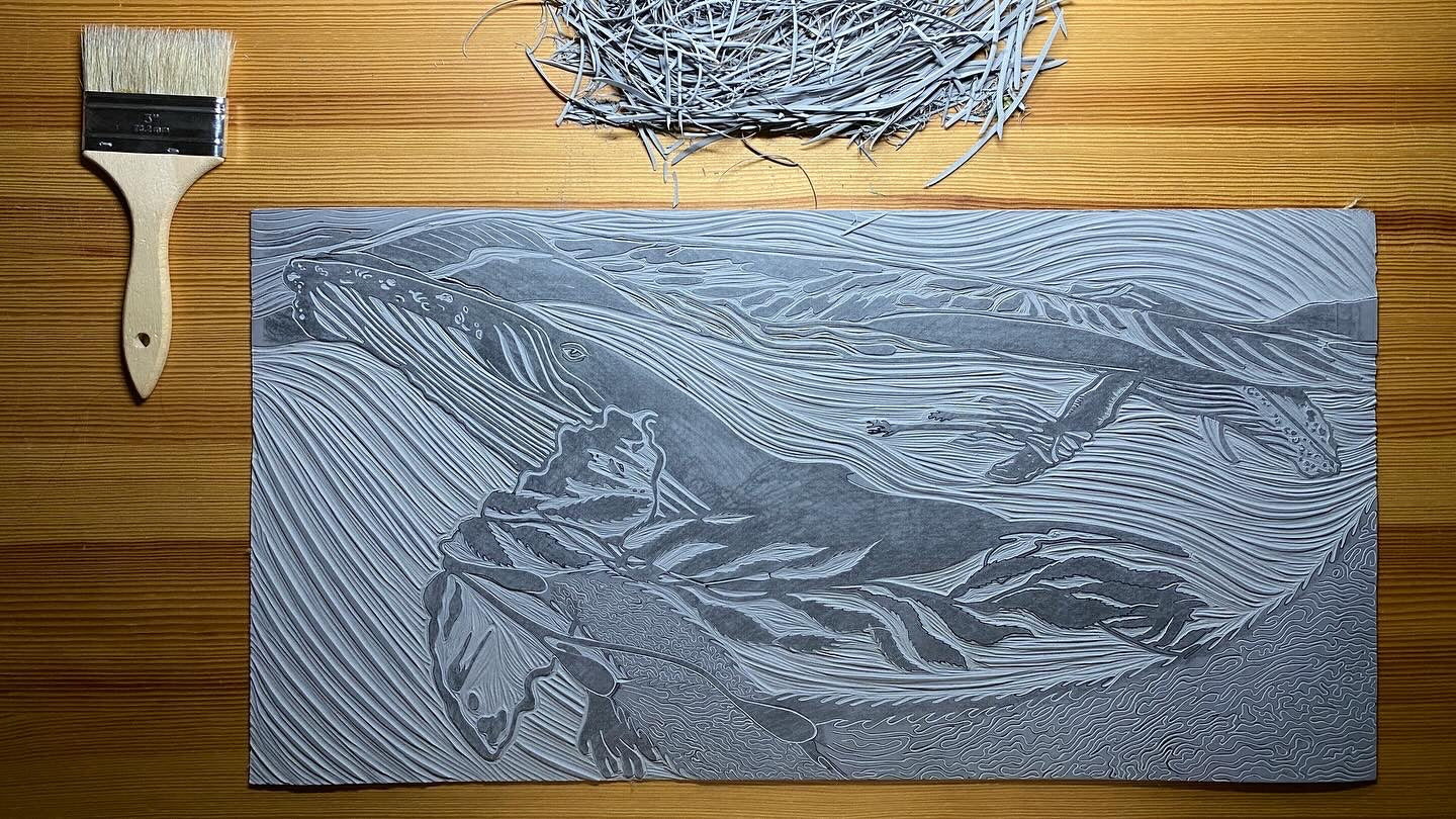 Kelping Linocut Print (pre-order)