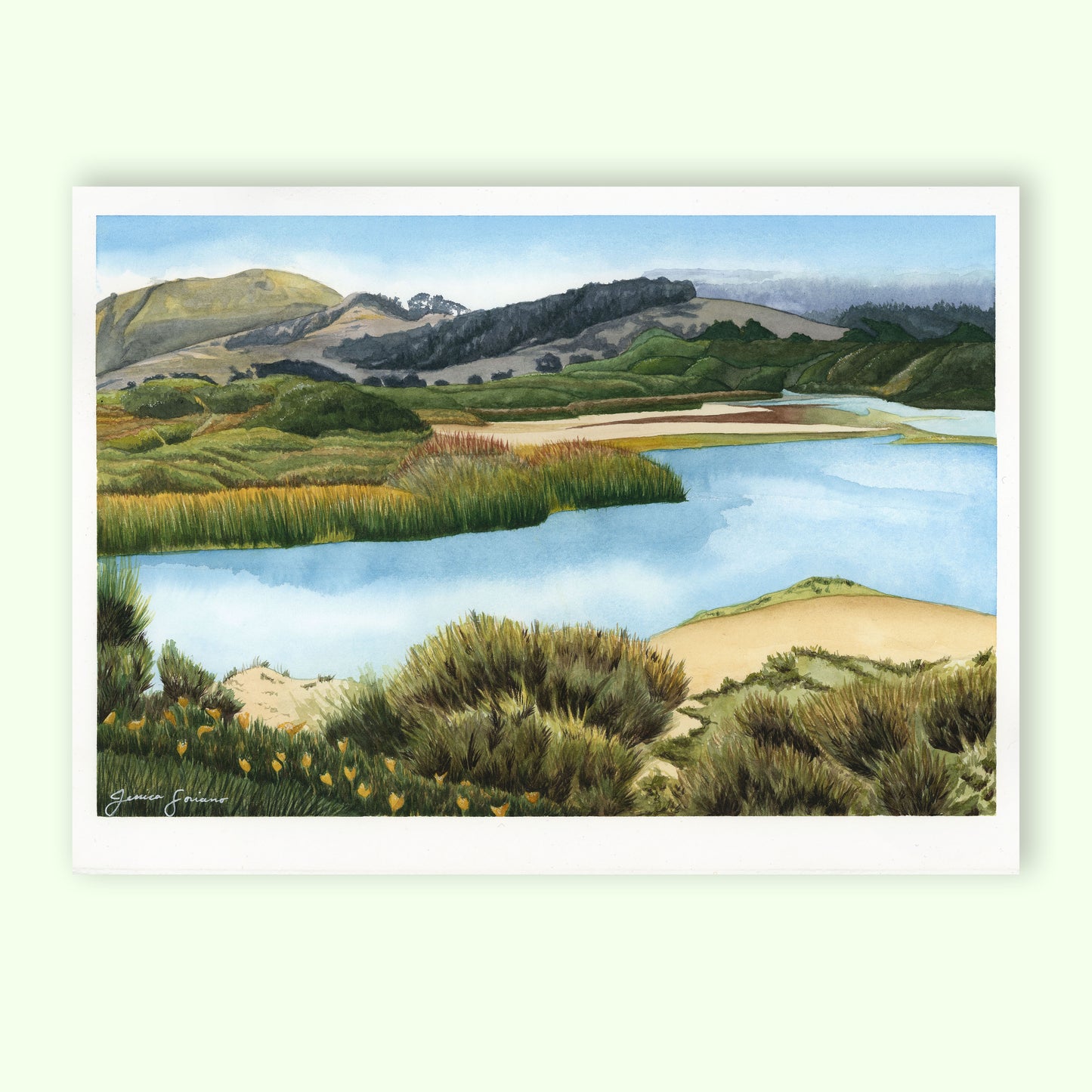 Carmel River State Beach Watercolor Glicée Print