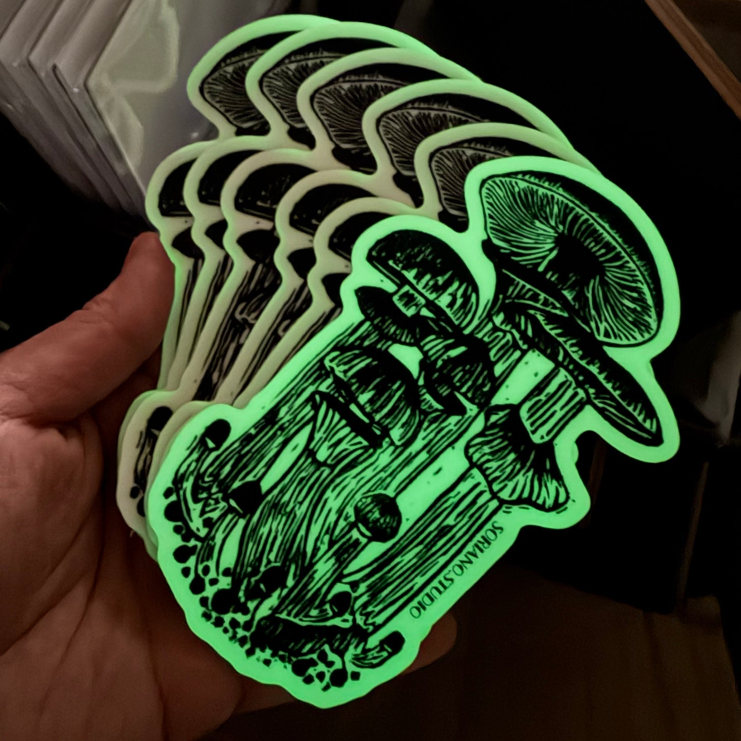Glow-in-the-Dark Mushrooms Sticker