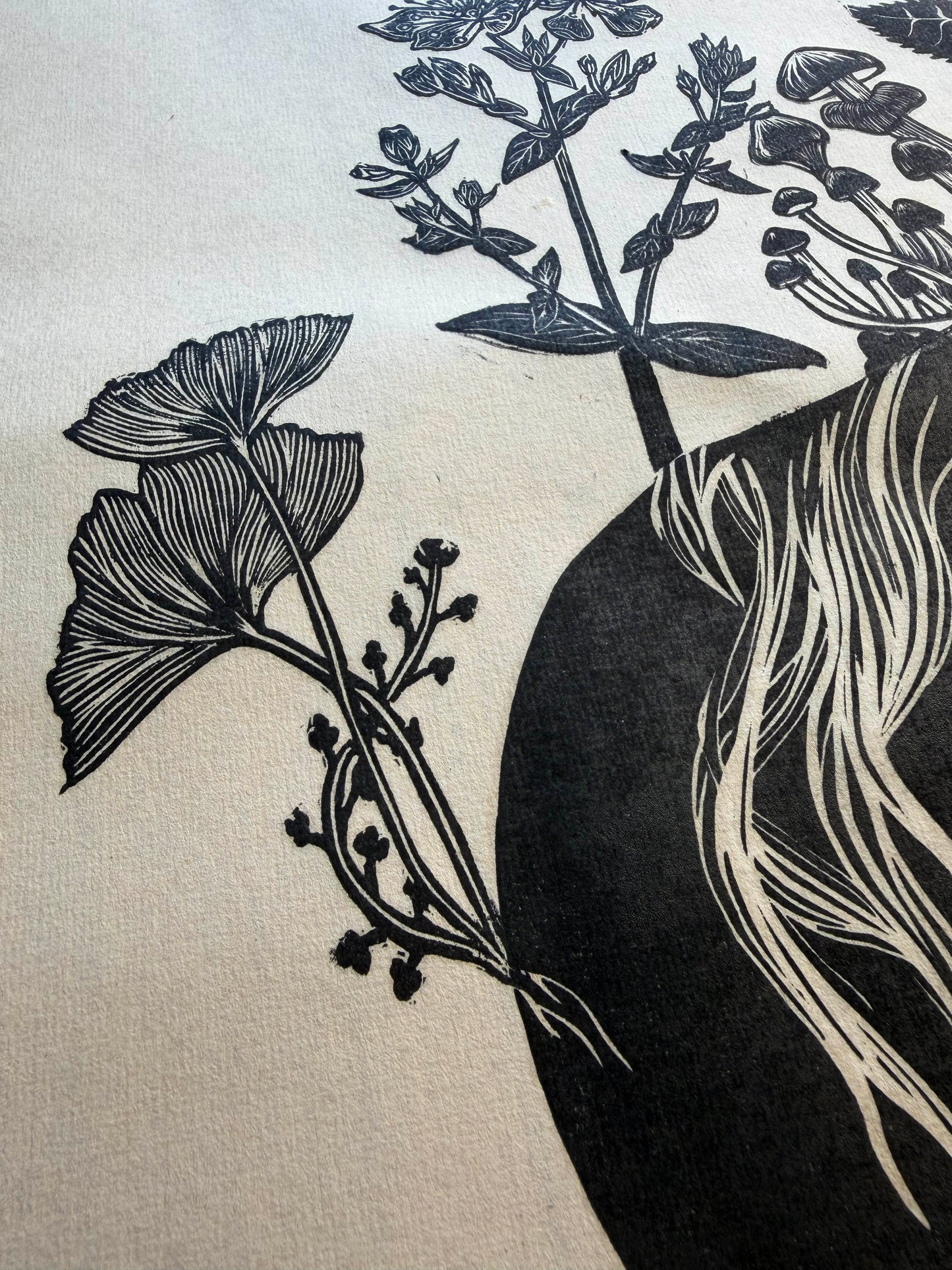 Grow Your Mind Linocut Relief Print