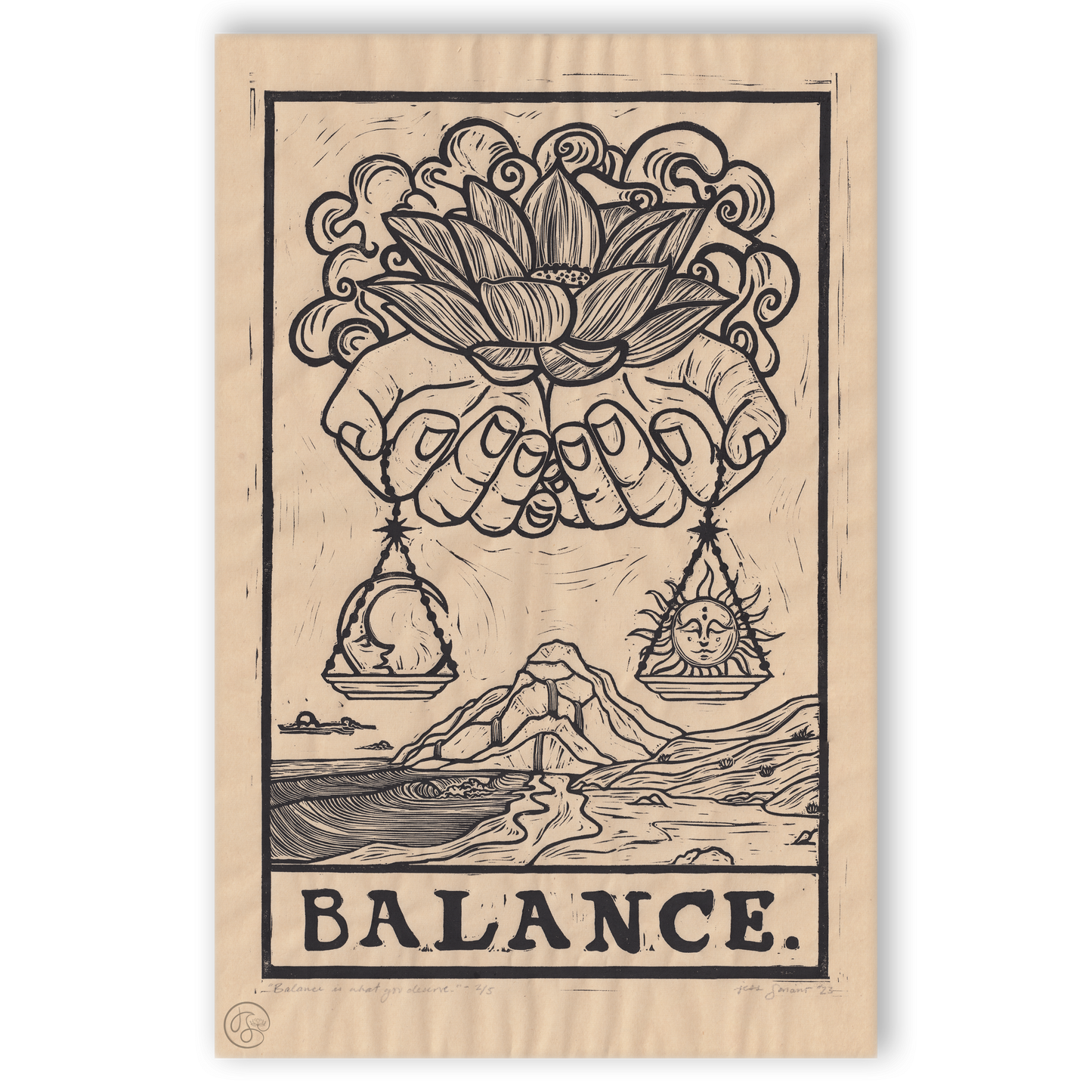 Balance Is What You Deserve - Linocut Print