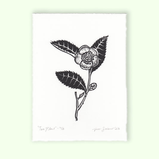 Tea Plant Linocut Print