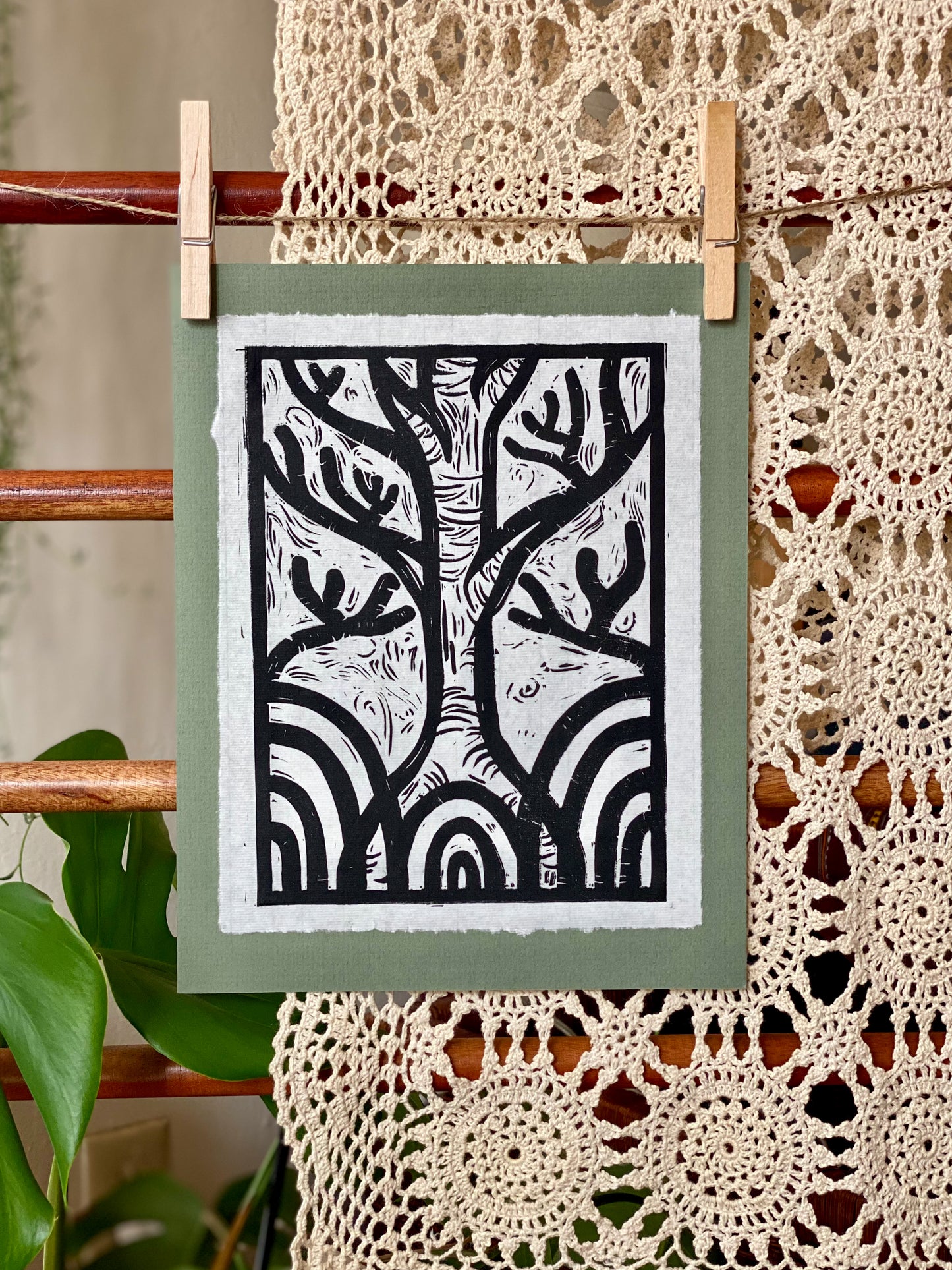 Mangrove Tree Linocut Relief Print