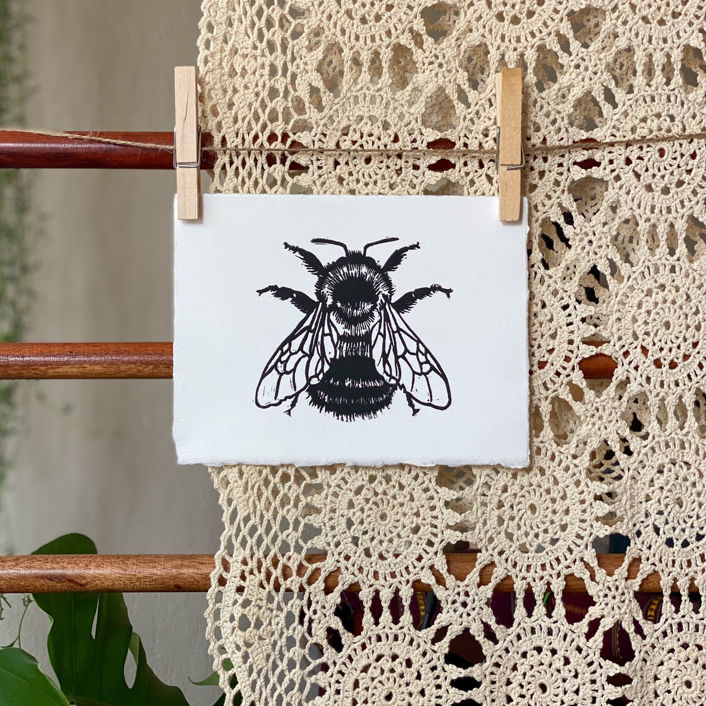 Bumble Bee Linocut Relief Print