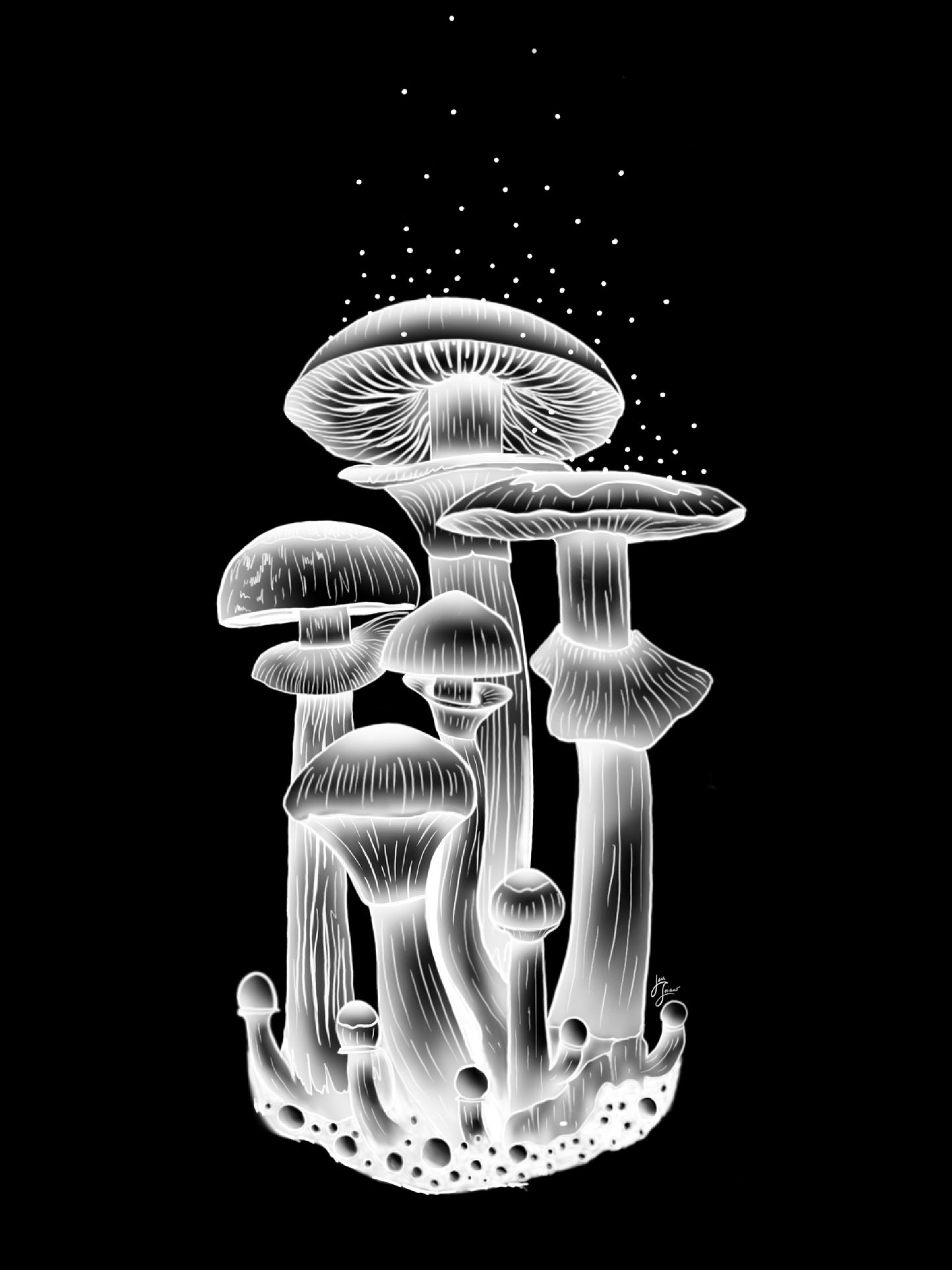 Dark Mushrooms Giclée Print