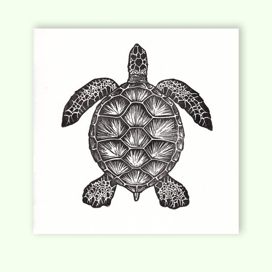 Sea Turtle Linocut Relief Print